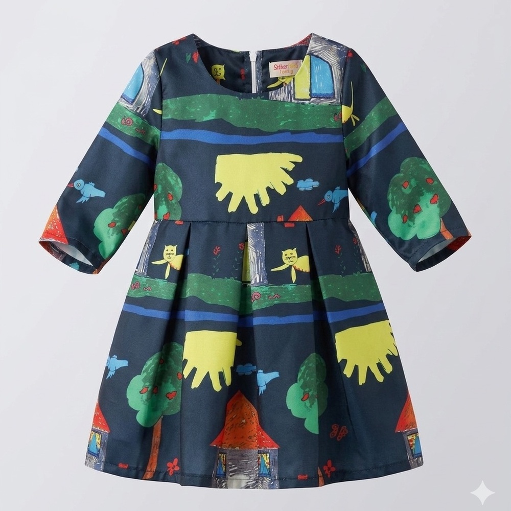 Sunny Fashions Boutique Girls Sunny Days Navy A-Line Dress | Size 5